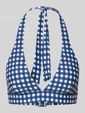 Marc O'Polo Bikini-Oberteil mit Neckholder Modell GINGHAM TRIANGLE TOP in Blau, Gr&ouml;&szlig;e XL