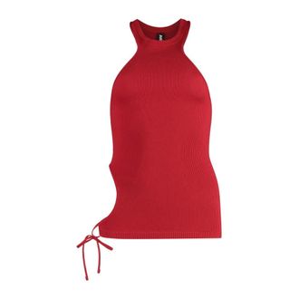 ADĀMO Andrea Adamo Top de tirantes acanalado con detalle de lazo - Tops - Mujer - Rojo - L