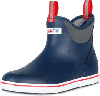 Xtratuf Performance Series 6 Inch Mens Full Rubber Ankle Deck Boots - Navy & Red - Size 9
