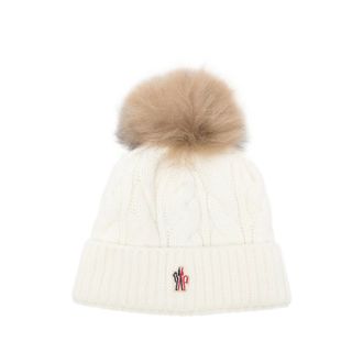 Moncler Cable-knit Pompom Beanie Hat