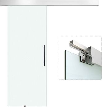 HOMCOM Homcom - Puerta Corredera 90x205 Cm Puerta Corrediza De Cristal Con Riel Silenciosa Para Sala De Estar Comedor Transl&uacute;cido