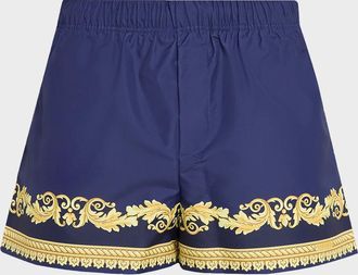 Versace Men & apos;s Baroque-Trim Swim Trunks