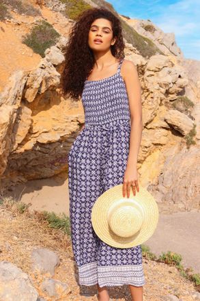 Roman Border Print Culotte Jumpsuit