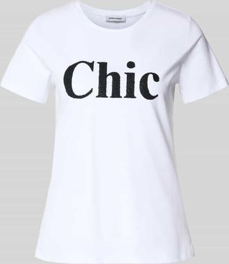 More & More More & More T-Shirt mit Rundhalsausschnitt und Perlen in Weiss, Gr&ouml;&szlig;e 34