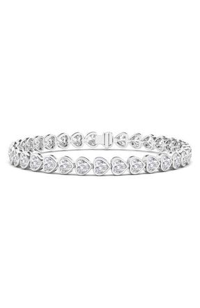 HauteCarat Bezel Heart Lab Created Diamond Bangle in 18K White Gold at Nordstrom, Size 7