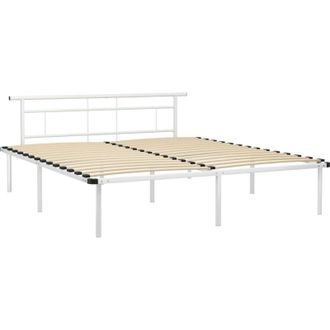 vidaXL Bed Frame without Mattress White Metal 200x200cm Vidaxl