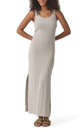 Splendid Lina Stripe Rib Cotton Blend Tank Dress in Pine Bark Stripe at Nordstrom Rack, Size X-Small