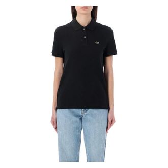 Lacoste Tops, Dames, Zwart, M, Katoen, Klassieke Polo Shirt met Krokodillenlogo