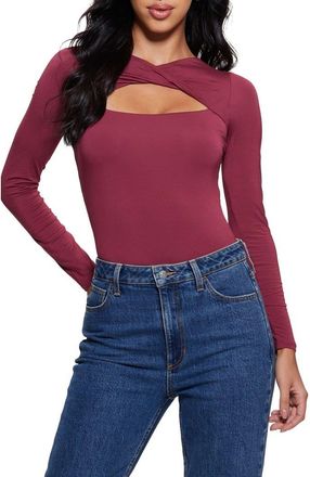 Guess Mena Cutout Long Sleeve Top in Tahiti Red at Nordstrom, Size Large