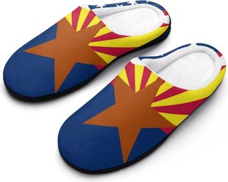 Generic Arizona U.S.A Flag Mens House Slippers Memory Foam Washable Cotton Slip on Home Shoes