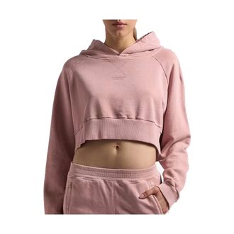 Dondup Hoodies, female, Pink, Size: M Oversized Cropped Hooded Sweatshirt
