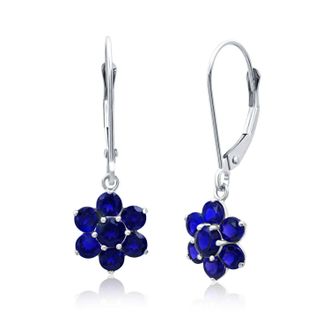 MAX + STONE Solid 14K Yellow or White Gold Gemstone Flower Shape Dangle Earrings