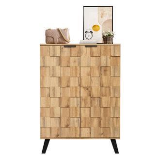 STILVORA Mueble Zapatero Con 2 Puertas Y 5 Compartimentos, Estantes Ajustables, Estilo Moderno, En Tablero De Part&iacute;culas, Madera, 80,5&times;35&times;109,5 Cm