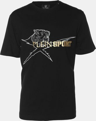 Plein Sport Plein Sport Black Jersey Logo Print T-Shirt