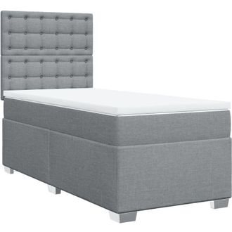 vidaXL Vidaxl - Cama Box Spring Con Colch&oacute;n Tela Gris Claro 90x190 Cm