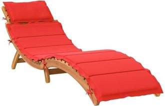 vidaXL Vidaxl - Tumbona con cojín rojo madera maciza de acacia