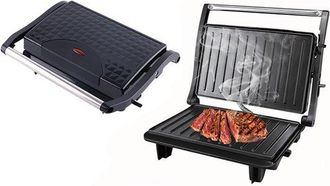 OEM Parrilla El&eacute;ctrica Para Paninis Y S&aacute;ndwiches Con Placas Antiadherentes, Se Abre 180 Grados Para Adaptarse A Cualquier Tipo O Tama&ntilde;o De Alimento