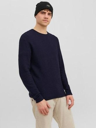 Jack & Jones Rundhalspullover JACK & JONES JPRBLUMIGUEL KNIT CREW NECK NOOS, Herren, Gr. XS, blau (maritime blau), Strick, Obermaterial: 100% Baumwolle, unifarben,
