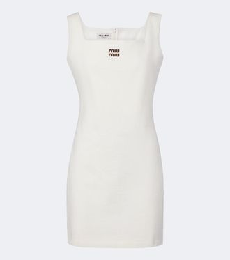 Miu Miu Vestido corto de jersey de algod&oacute;n con piel