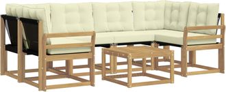 vidaXL Conjunto De Sof&aacute;s De Exterior 7 Uds. Blanco Y Crema Vidaxl