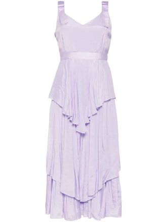 Saiid Kobeisy poplin tiered midi dress - Purple