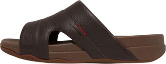 FitFlop Fit Flop Heren Freeway Leren Sliders (Bruin)