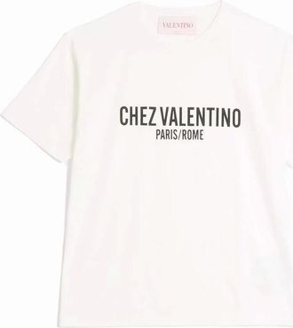 Valentino Mens Valentino Chez Valentino Paris/Rome T-Shirt in White - Size: 42