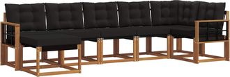 vidaXL Conjunto De Sof&aacute;s De Exterior 7 Uds. Natural Y Negro Vidaxl