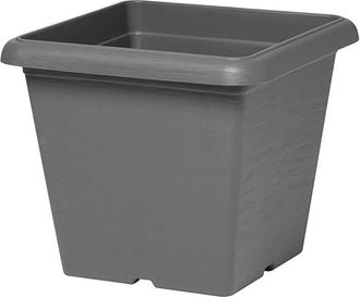 OEM Maceta Cuadrada - Garden Id - Teramo Negro-antracita - 40 X 35 Cm - Resistente A Rayones - Efecto Piedra - Con Agujeros