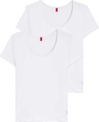 HUGO BOSS Hugo Dames/Dames Effen Stretch T-shirt (Set van 2) (Wit)