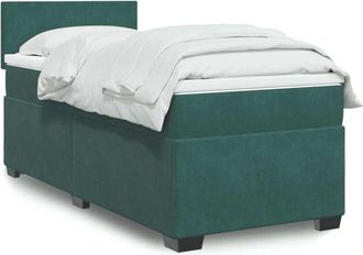 vidaXL Vidaxl - Cama Box Spring Con Colch&oacute;n Terciopelo Verde Oscuro 90x190 Cm