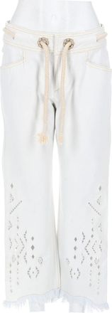 Isabel Marant Neutrals Alison Drawstring Frayed Hem Cotton Pants