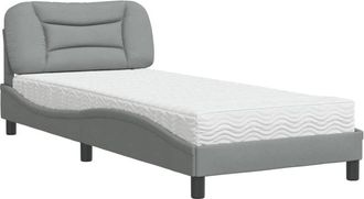 vidaXL Cama Con Colch&oacute;n Hvar Tela Gris Claro 90x190 Cm Vidaxl