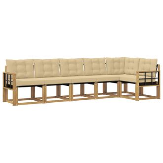 vidaXL Conjunto De Sof&aacute;s De Exterior Con Coj&iacute;n 6 Pcs Y Beige Vidaxl