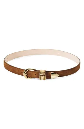 D&eacute;hanche Hollyhock Suede Belt in Ochre/Gold at Nordstrom, Size X-Small