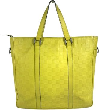 Louis Vuitton Yellow Damier Infini Leather Shoulder Bag Tote Bag (Pre-Owned)