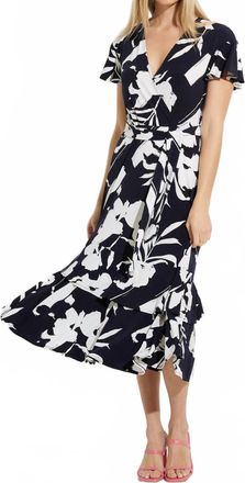 Joseph Ribkoff Melinda Fit And Flare Dress In Midnight Blue & Vanilla
