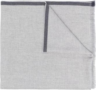 Brunello Cucinelli Grijze Gebreide Wol Kasjmier Franje Sjaal - Heren - Wintersjaals - Grijs - ONE Size - Wol - Accessoires