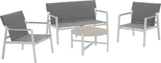 Oviala Oviala - Conjunto de muebles de jardín de 4 plazas en aluminio blanco