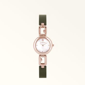 Furla Arco Chain Orologio Con Cassa Tonda Cactus Verde Vitello + Metallo + Madreperla Donna
