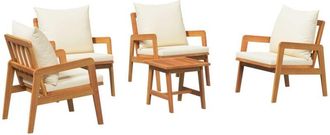 vidaXL 5 Piece Bistro Set with Cushions Solid Wood Acacia vidaXL
