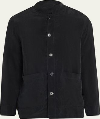 Officine G&eacute;n&eacute;rale Mens Cupro Band-Collar Jacket