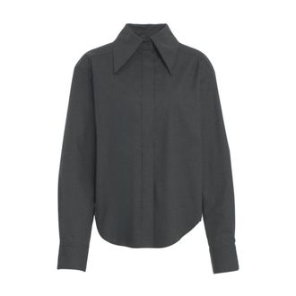 Birgitte Herskind Gray Shirt with Wide Collar - female - Birgitte Herskind - Shirts - Green - M - Blouses & Shirts