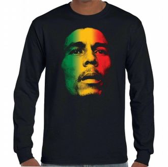 Bob Marley Bobs Face Long Sleeve T-Shirt In Black