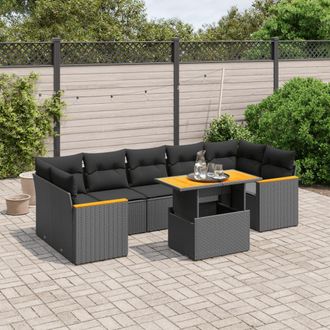 vidaXL Vidaxl - Set Divani Da Giardino Con Cuscini 8 Pz Nero In Polyrattan