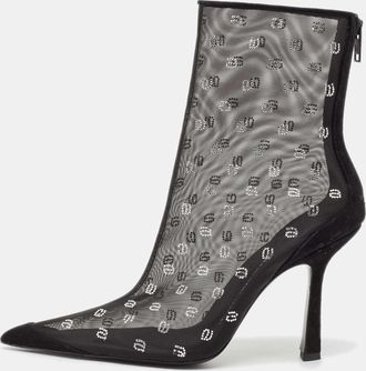 Alexander Wang Black Mesh And Suede Delphine Ankle Boots
