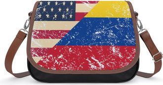 Generic USA And Columbias Vintage Flag Small Womens Crossbody Bags Shoulder Handbag with Adjustable Strap for Travel