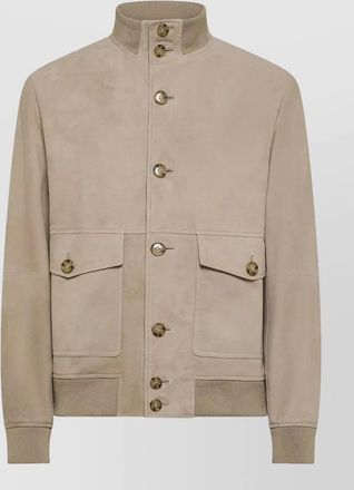 Seventy Venezia high collar coat front pockets ribbed cuffs