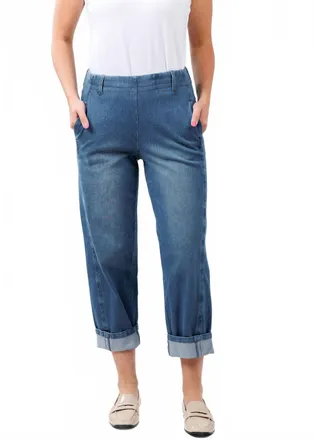 Lyss&eacute; Winslet Cuffed Barrel Crop Denim Jeans In Mid Wash