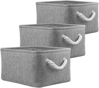 OEM Juego De 3 Cajas De Almacenamiento, Plegables De Tela, Peque&ntilde;as, Grises, Para Libros Y Juguetes, Para El Hogar Y La Oficina